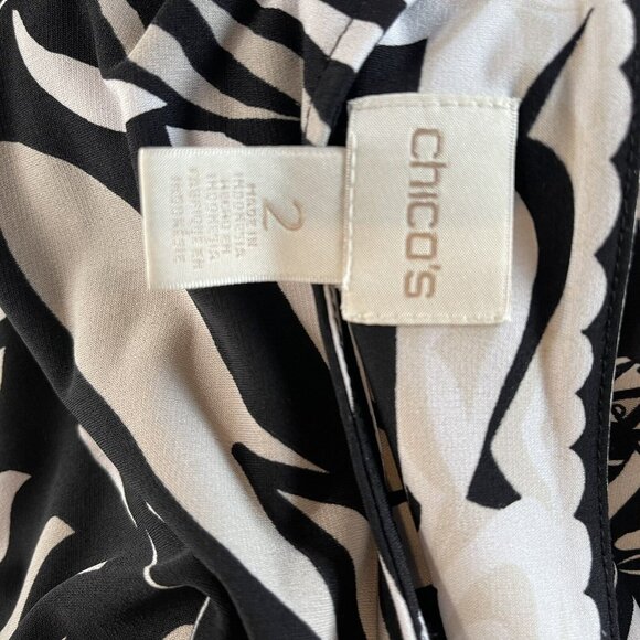 chico’s 2 Women’s top tunic mini dress asymmetrical pattern knit size large - Picture 4 of 4